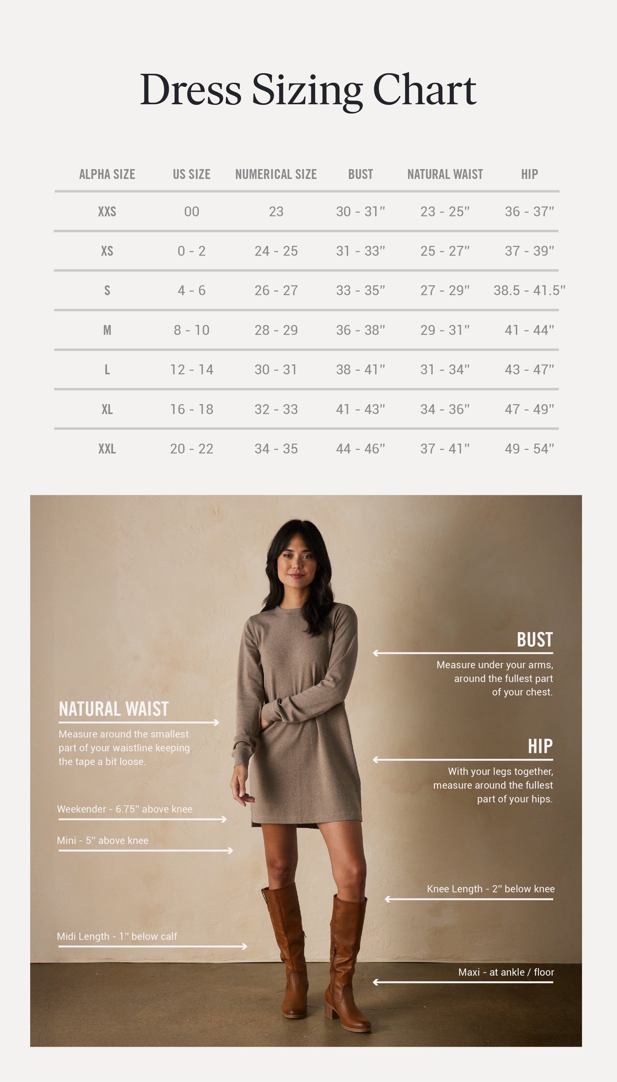 Product size guide