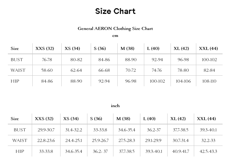 Product size guide
