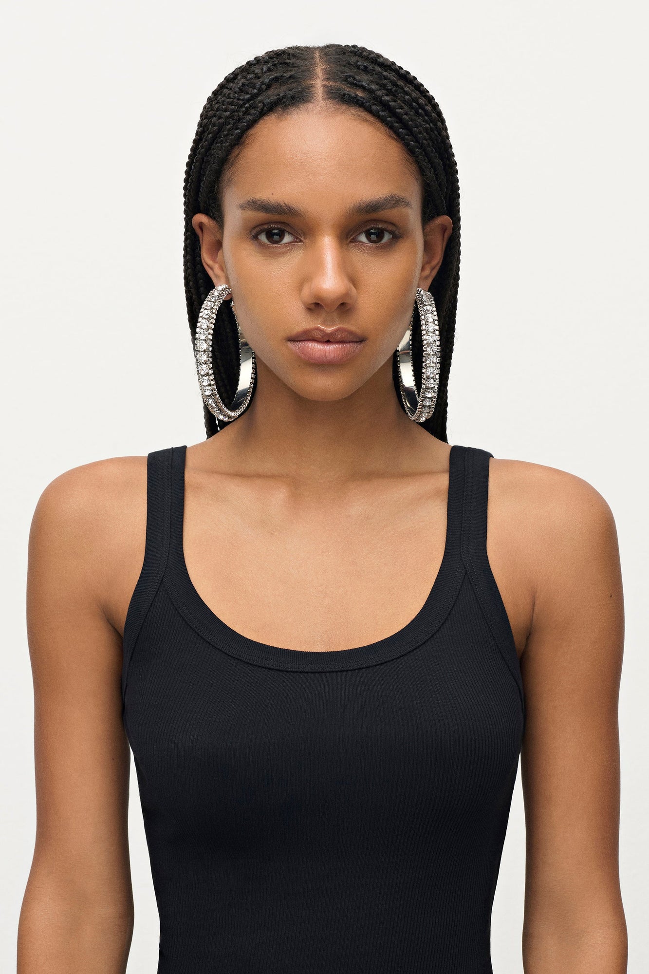 Large Crystal Hoop Earrings | Clear Crystal/Silver