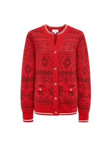 Merino Wool Knit Cardigan Knit Wear | Red