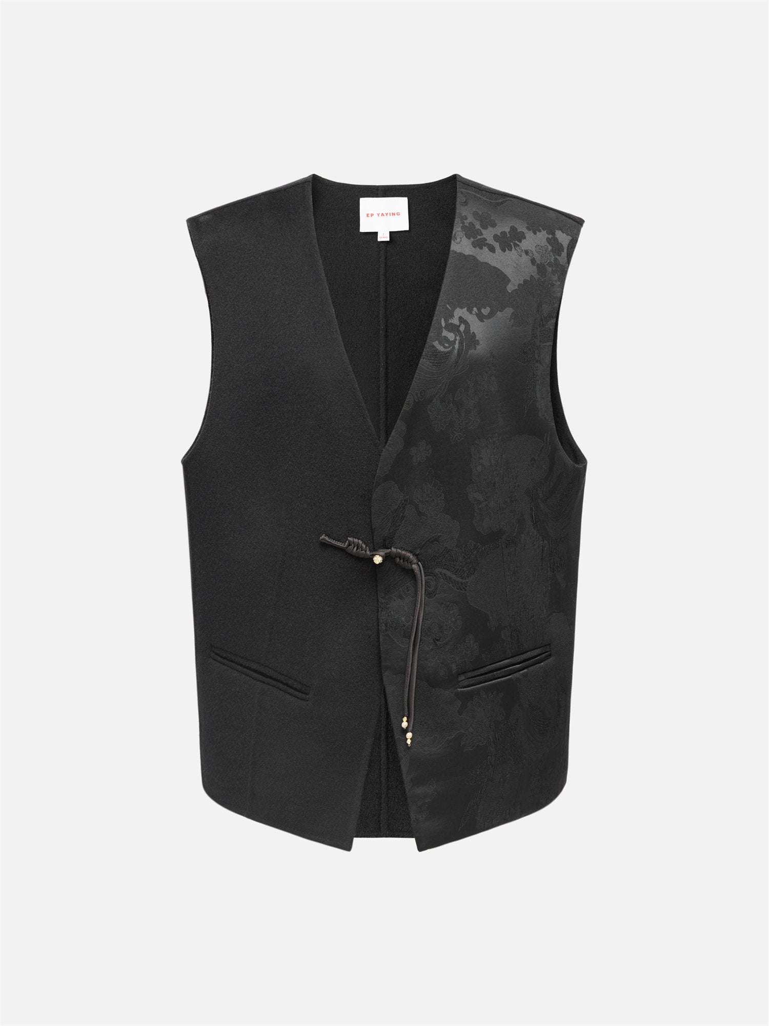 Silk and Wool Jacquard Vest | Black