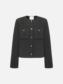 Pure Wool Tweed Coat | Grey