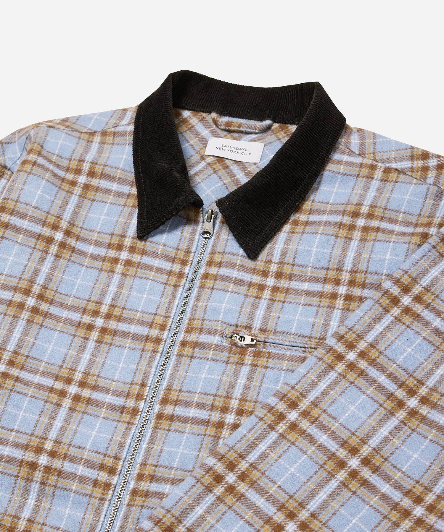 Forever Blue | Ryan Zip Front Flannel Shirt | Saturdays NYC