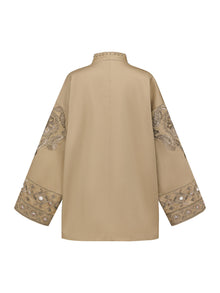 Embroidered Long Coat | Khaki