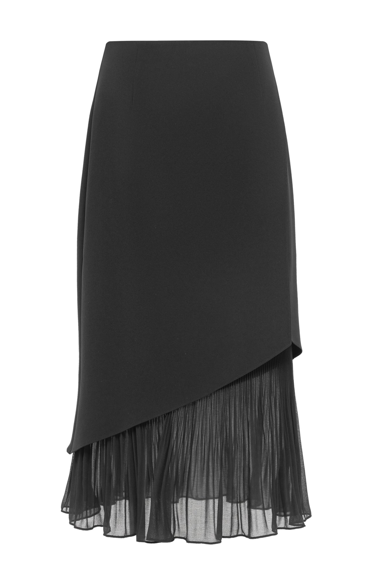 Ruffled Tulle Underlayer Midi Skirt | Black