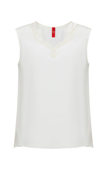 Silk Vest Sleeveless Top | White