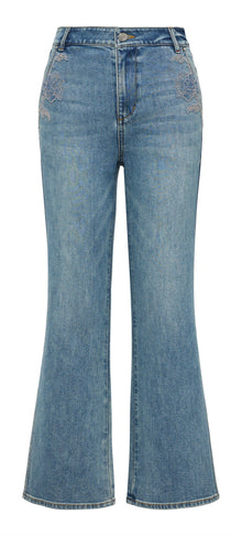 Trendy 9-Fit Flared Denim Pant | Navy