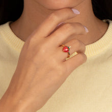 Colored Enamel Strawberry Adjustable Ring - Adina's Jewels