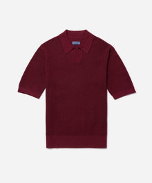 Rhubarb | Alex Merino Wool Open Placket Polo