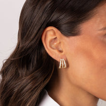 CZ & Pave Triple Cage Stud Earring - Adina's Jewels