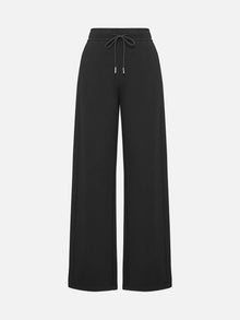 Wool Air Layer Straight-Leg Knit Pants | Black