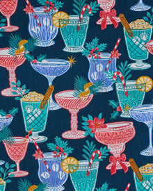Christmas Cocktails - Ready to Ruffle Dress - Navy - Printfresh