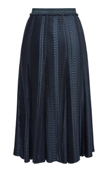 Textured Pleated Midi Skirt | Navy