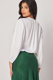 Elastic Shirred Top - White