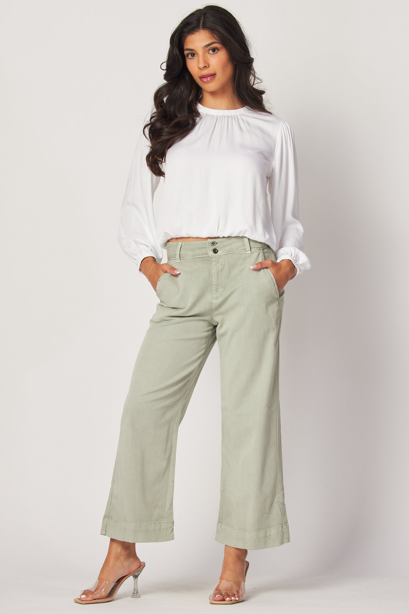 Saige Wide Leg Crop - Sweet Sage