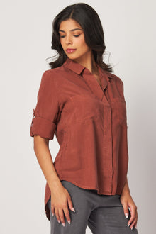 Split Back Button Down - Autumn Amber