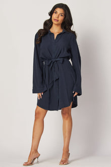 Mini Shirt Dress W/ Smocked Back - Endless Sea