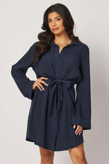 Mini Shirt Dress W/ Smocked Back - Endless Sea