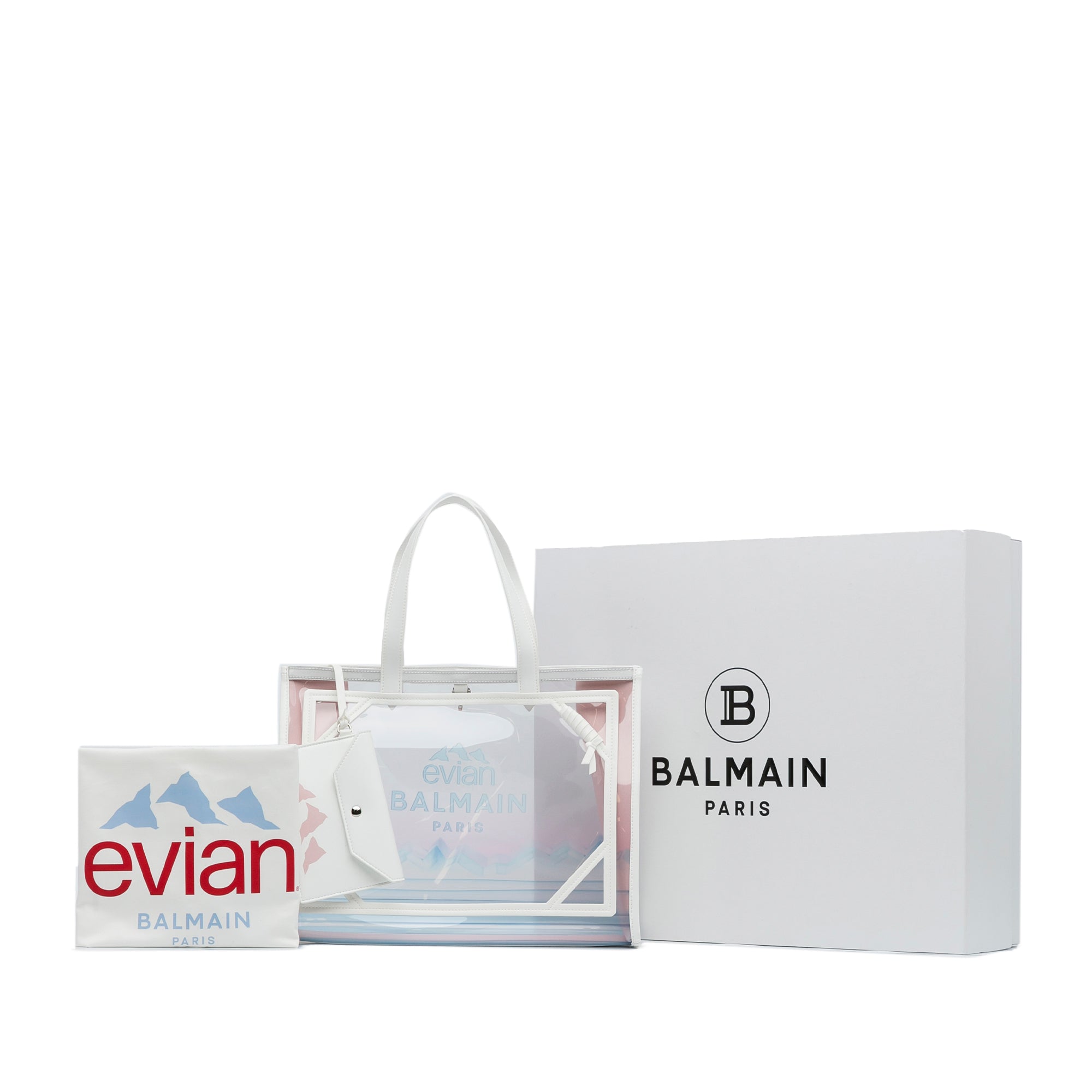 Balmain | Pre-Owned x Evian PVC B-Army Tote | White