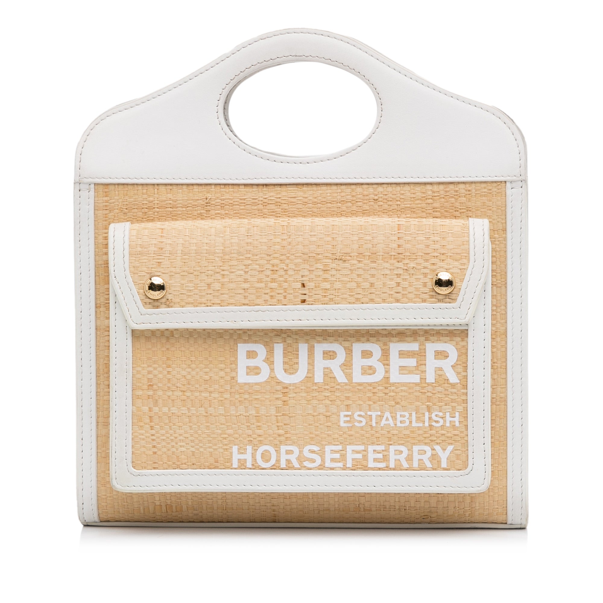 Burberry | Pre-Owned Pocket Raffia Satchel | Brown/Beige