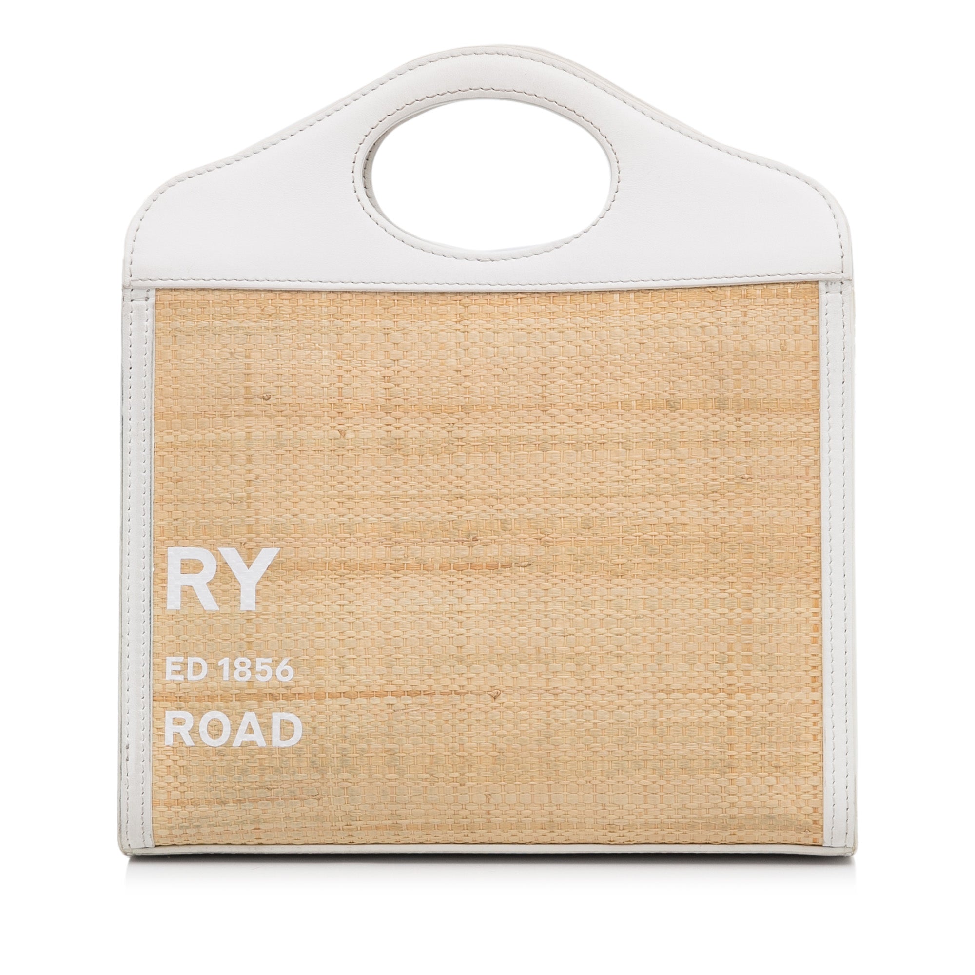 Burberry | Pre-Owned Pocket Raffia Satchel | Brown/Beige