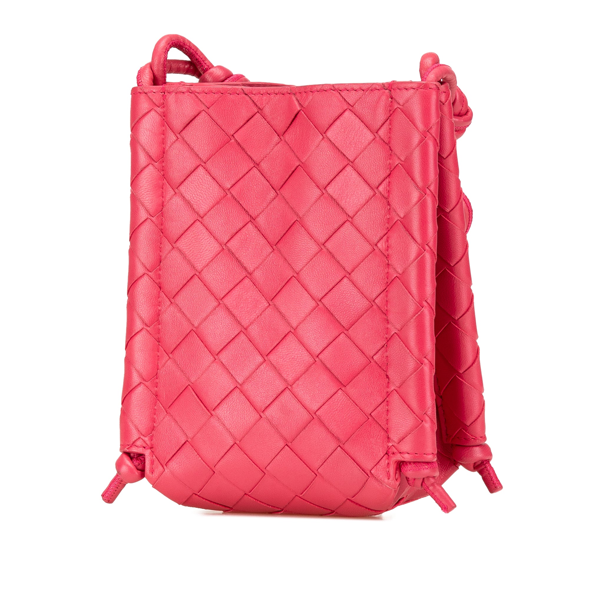 Bottega Veneta | Pre-Owned Mini Nappa Intrecciato The Knot Crossbody | Pink/Strawberry