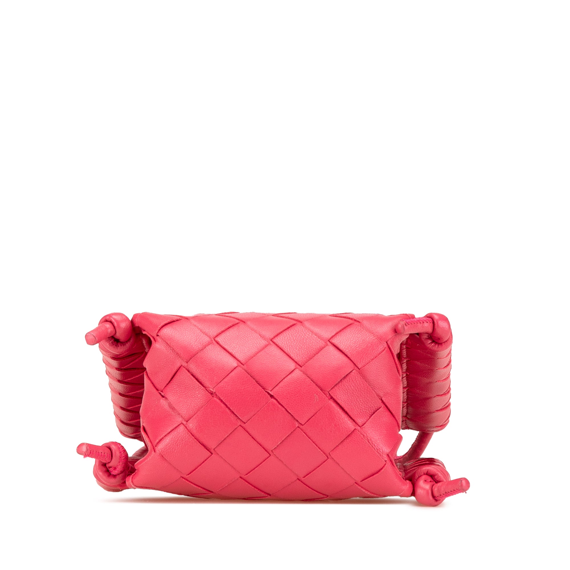 Bottega Veneta | Pre-Owned Mini Nappa Intrecciato The Knot Crossbody | Pink/Strawberry