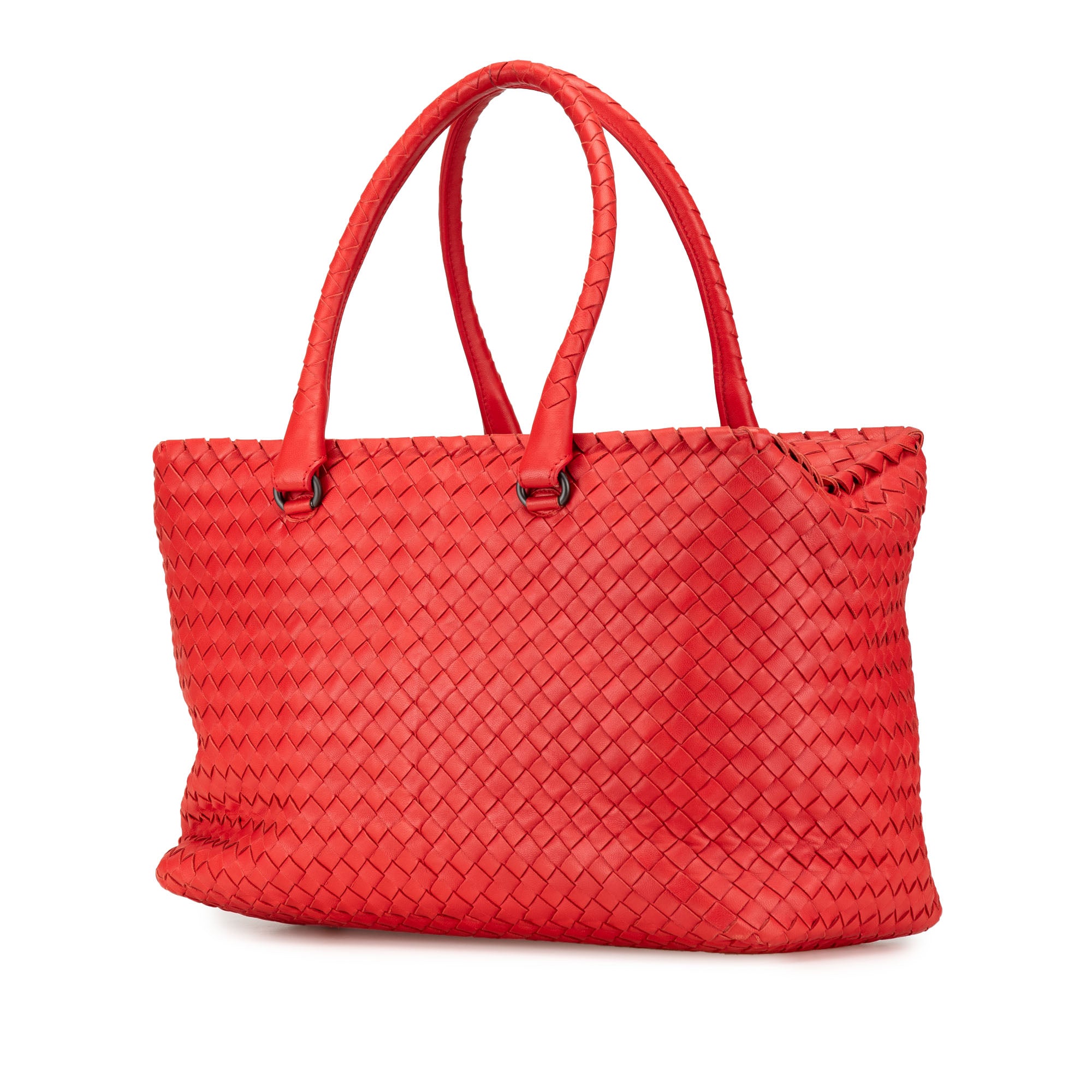 Bottega Veneta | Pre-Owned Nappa Intrecciato Brick Tote | Red