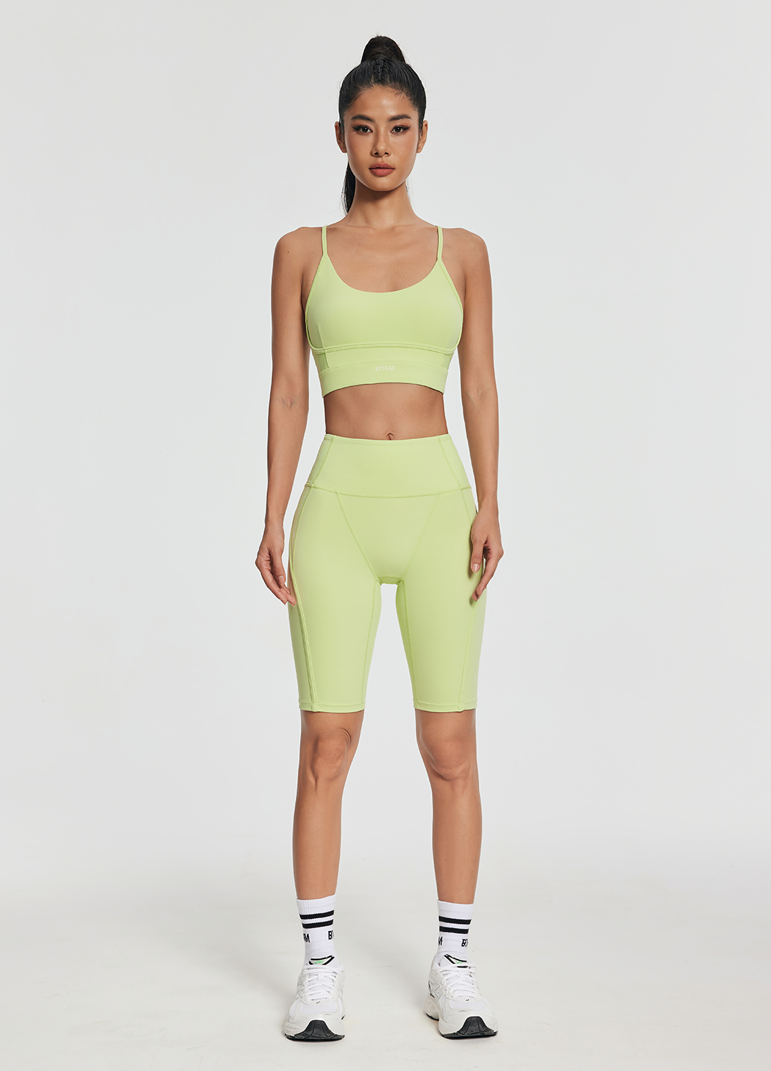 High-Waisted Performance Biker Shorts | Cool Matcha