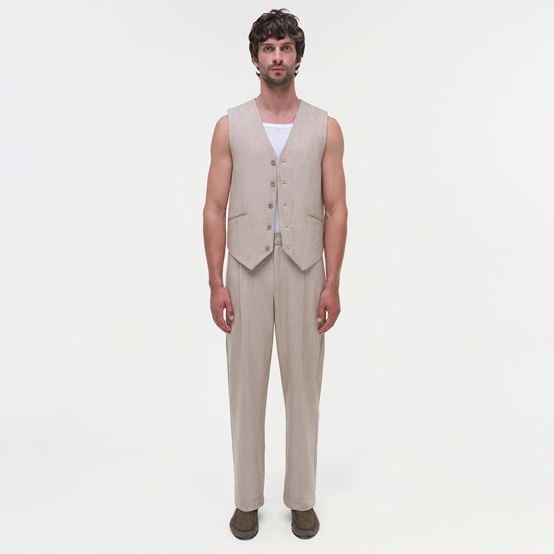Mens | George Vest | Natural Linen