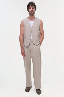 Mens | George Vest | Natural Linen