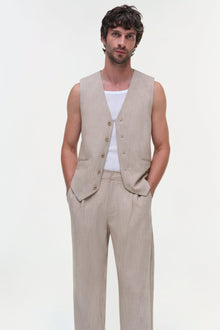 Mens | George Vest | Natural Linen