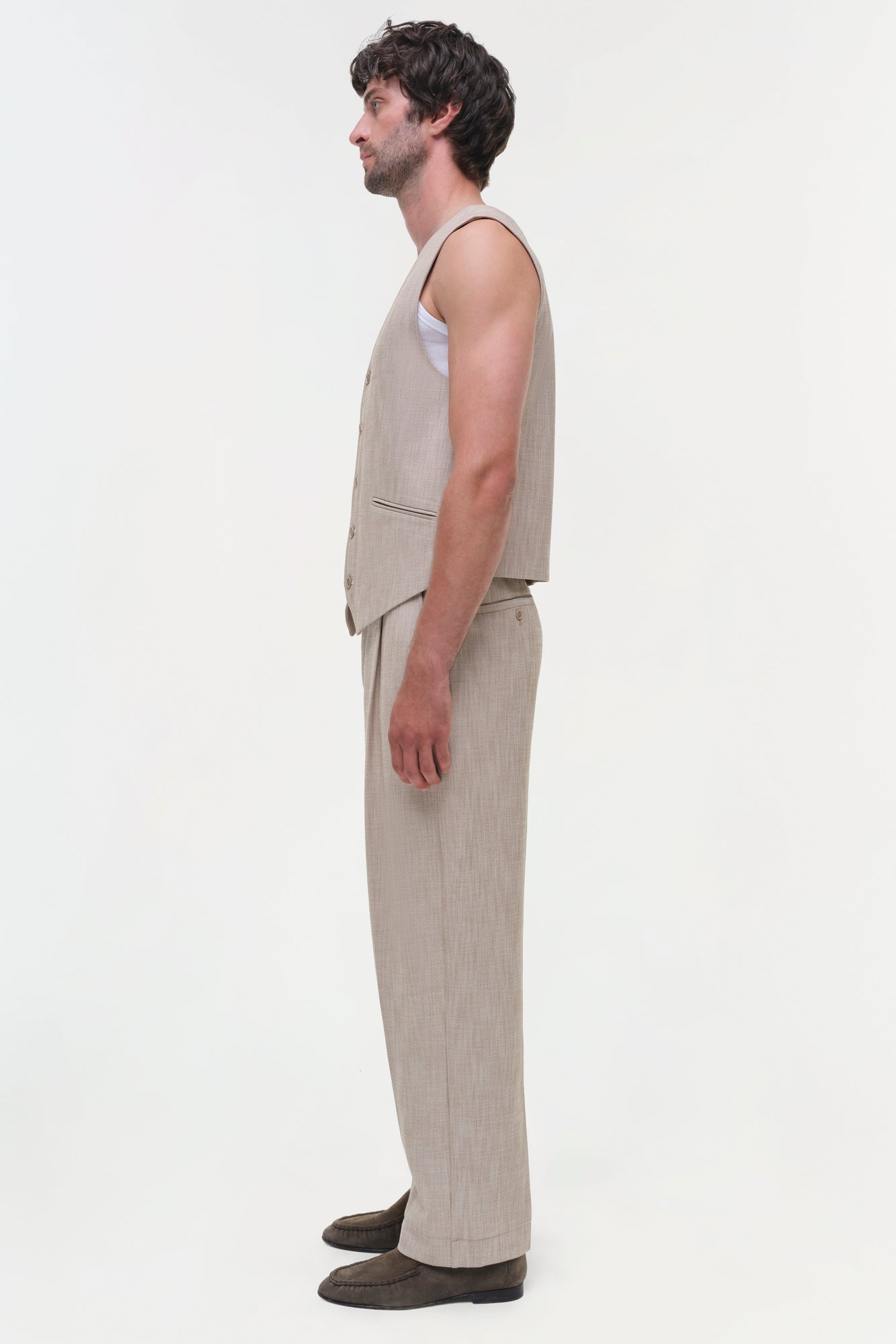 Mens | George Vest | Natural Linen