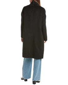 Vince | Womens | Collarless Wool-Blend Coat | Black