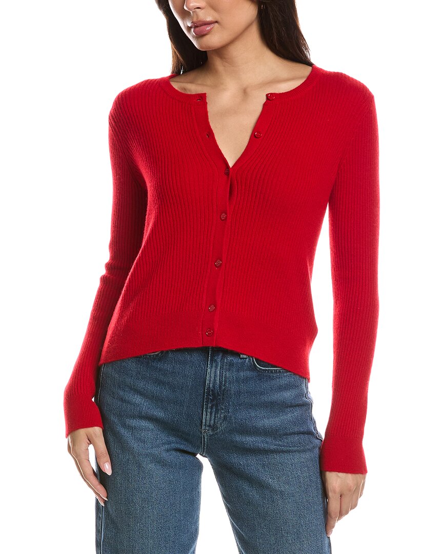 The Cashmere Project | Womens | Mini Rib 100% Cashmere Cardigan | Red