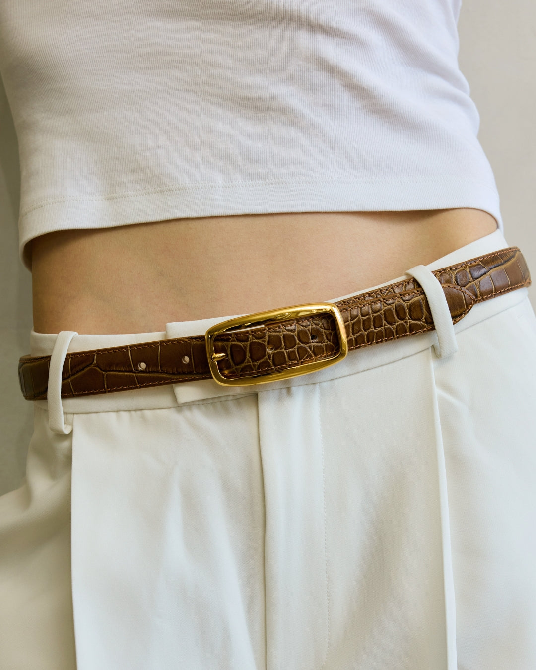 No. 19 Belt | Tuscan Croc/Gold