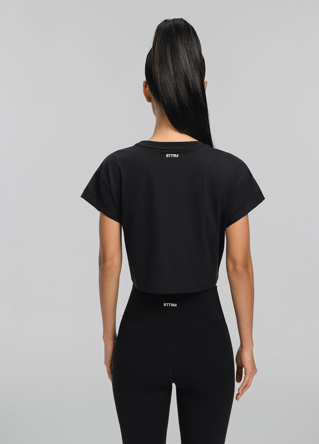 Cropped Cotton T-Shirt | Black