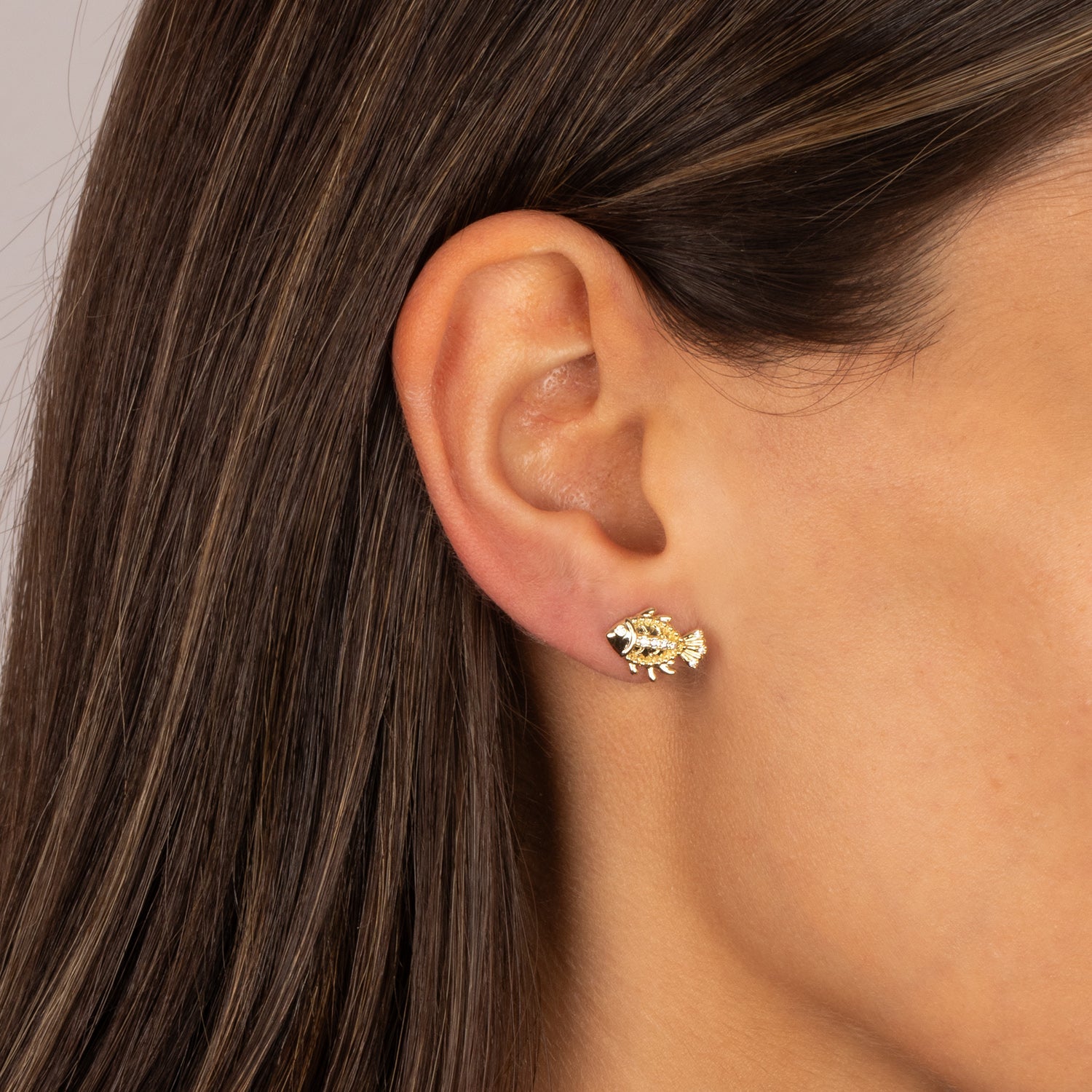 CZ Fish Stud Earring - Adina's Jewels