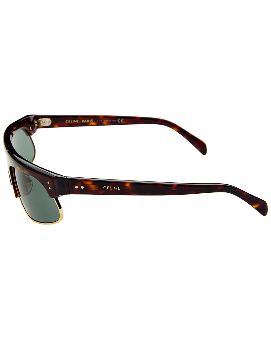 CELINE | Mens | CL40107U 60mm Sunglasses | Dark Havana | Green Lens