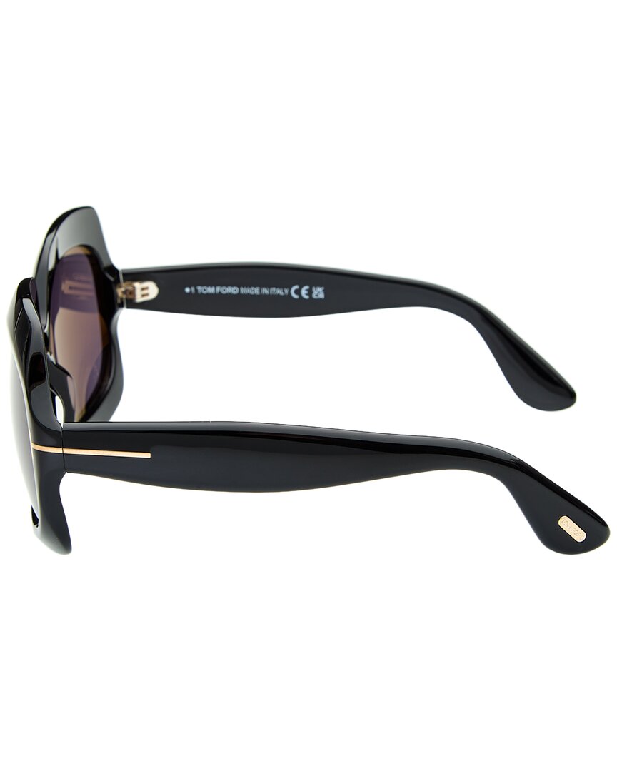 Tom Ford | Womens | Ren 60mm Sunglasses | Shiny Black | Smoke Lens