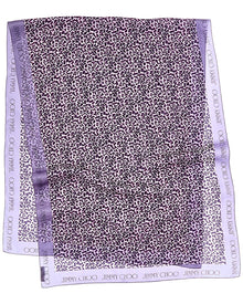 Jimmy Choo | Womens | Logo Silk Scarf | Purple/Pink Leopard