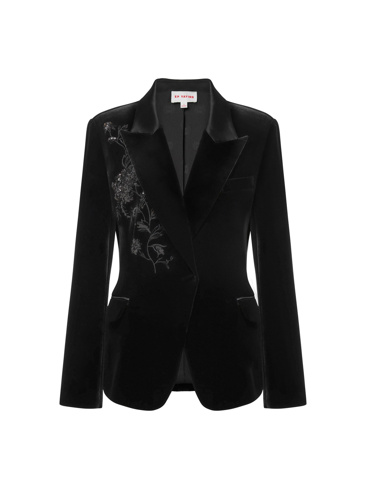 Structured Velvet Blazer | Black