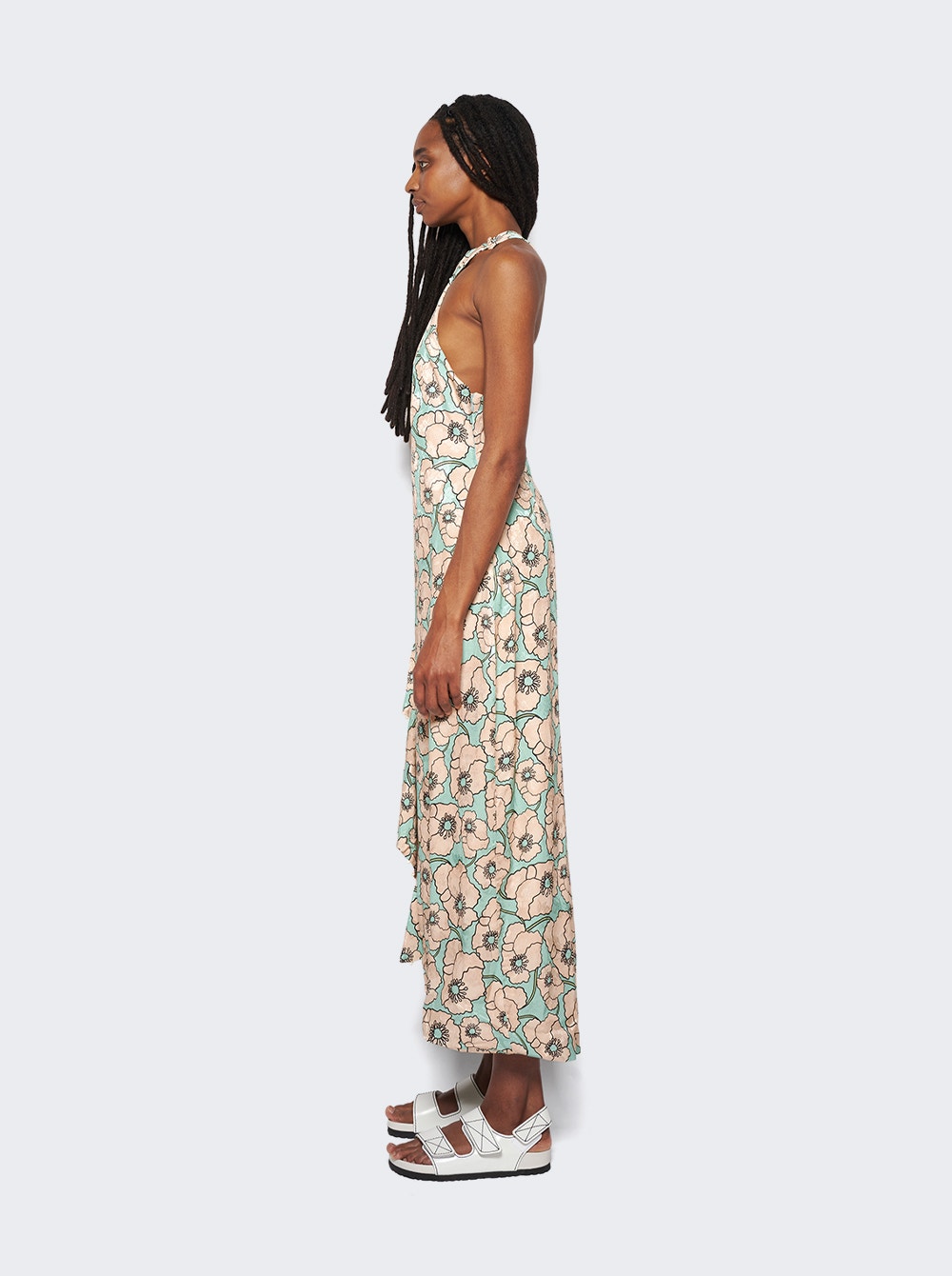 Women | Agua by Agua Bendita | Gerbera Linen Maxi Dress | Blue Floral