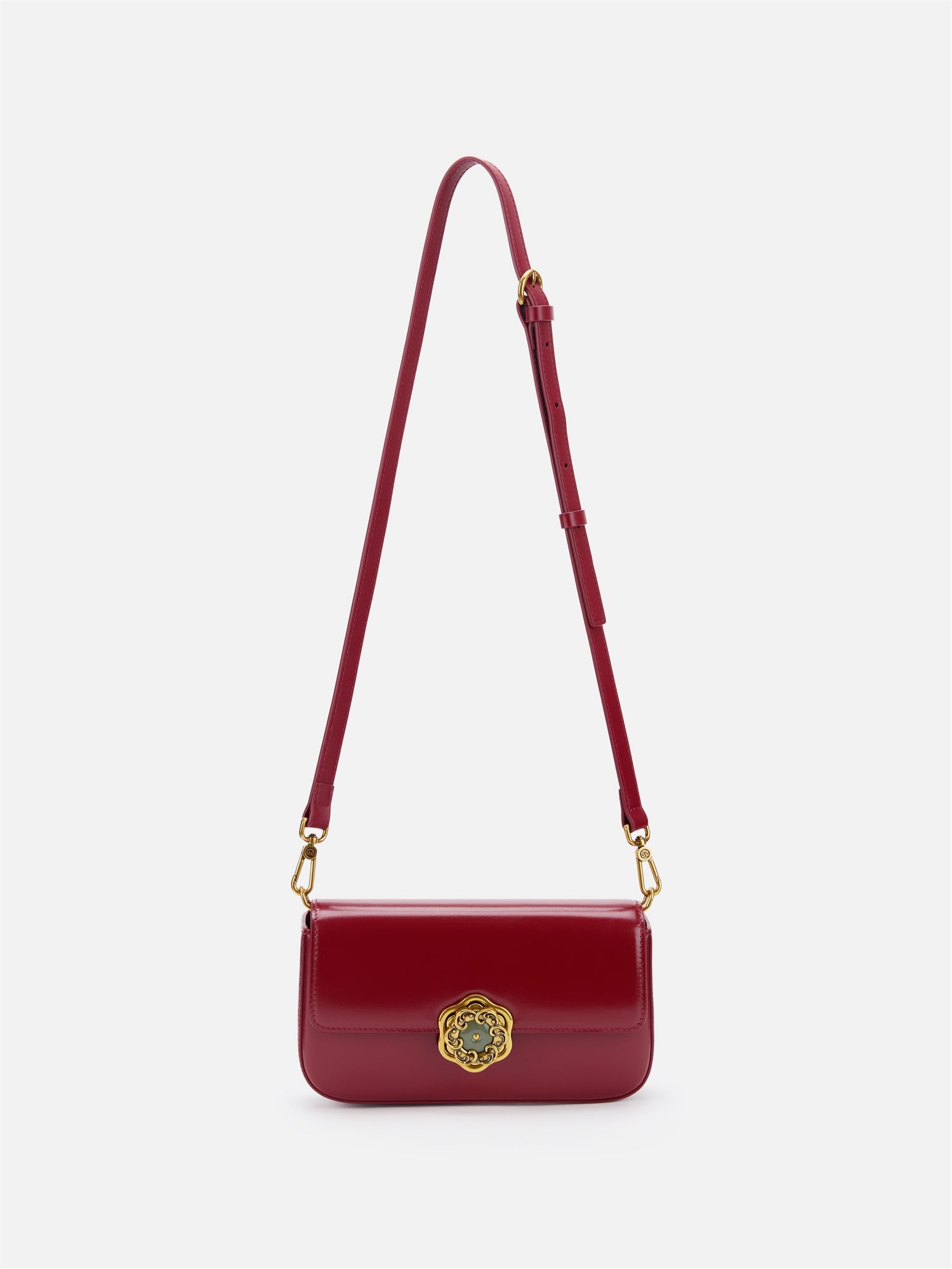 Hetian Jade Rotating Peony Button Bag | Brown
