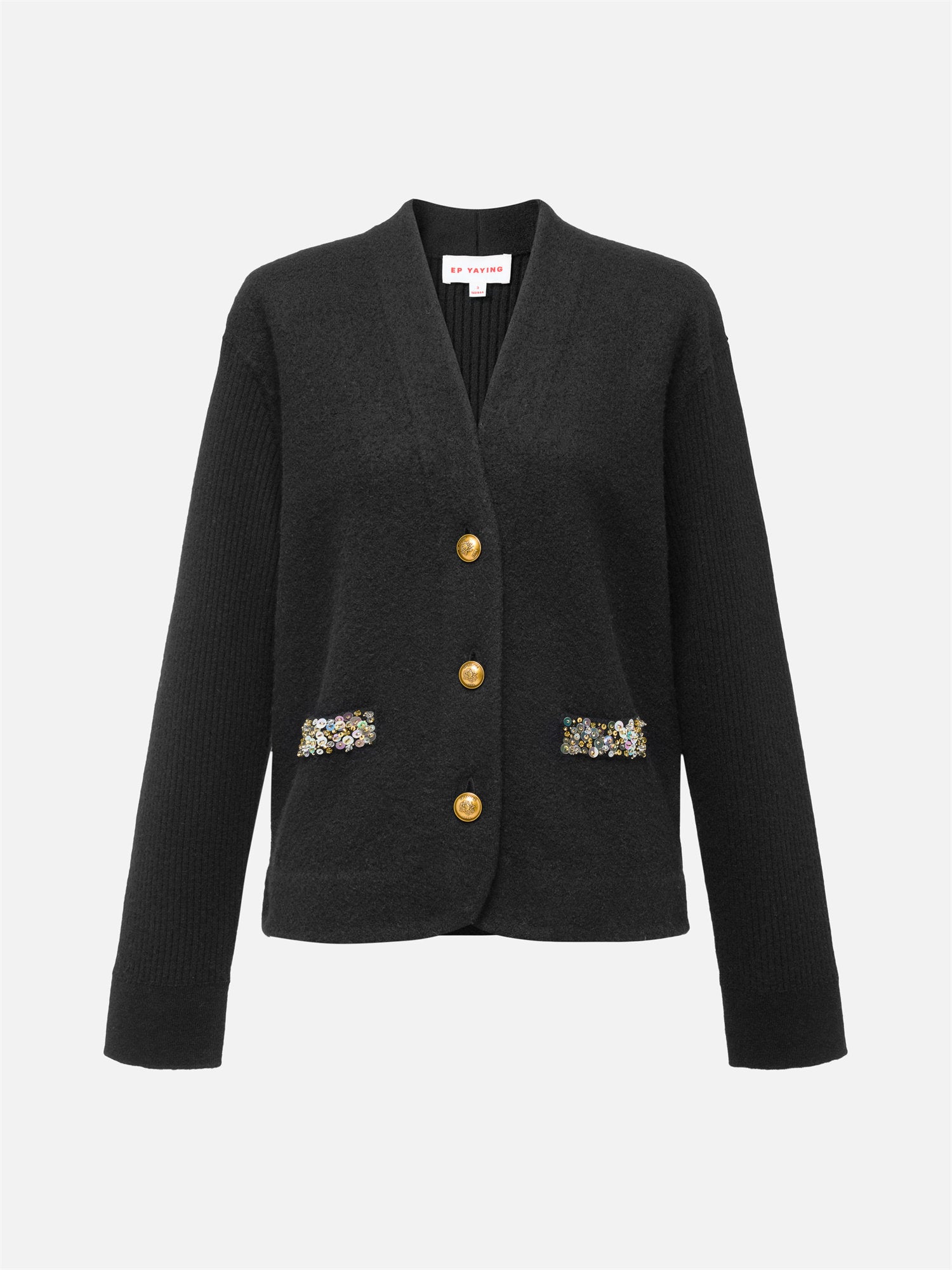 Pure Wool Knitted Cardigan | Black
