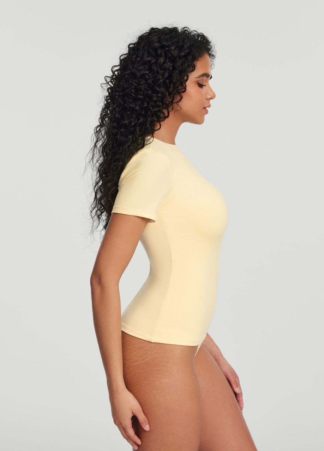 Short Sleeve Crew Neck Top | Lemon Meringue