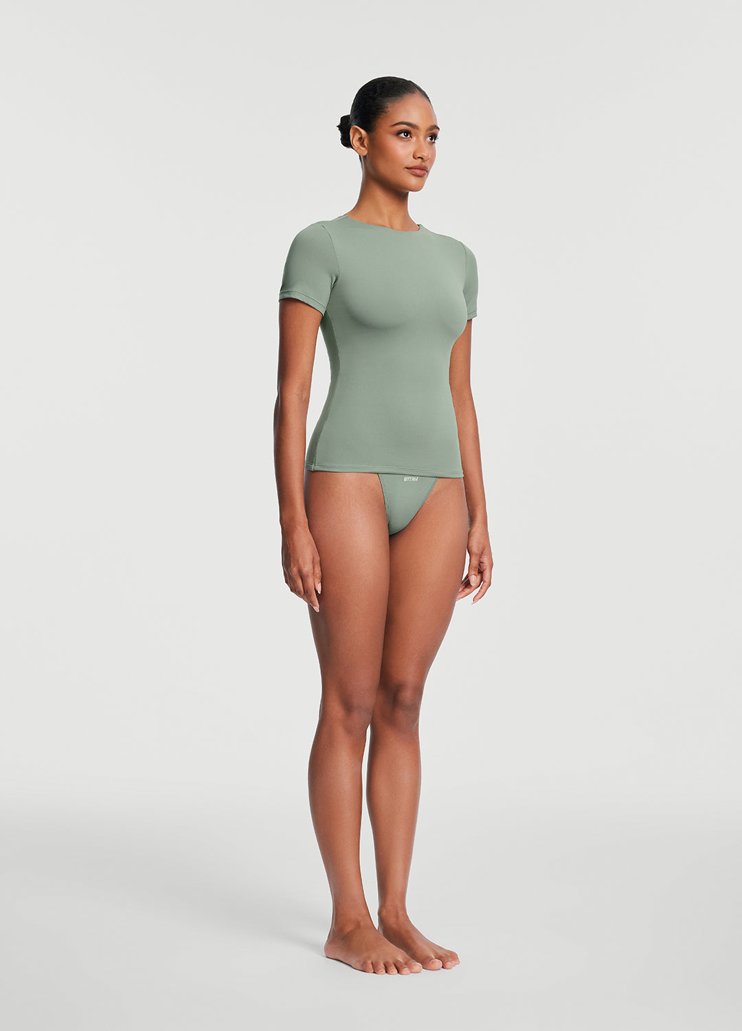 Short Sleeve Crew Neck Top | Sage Green