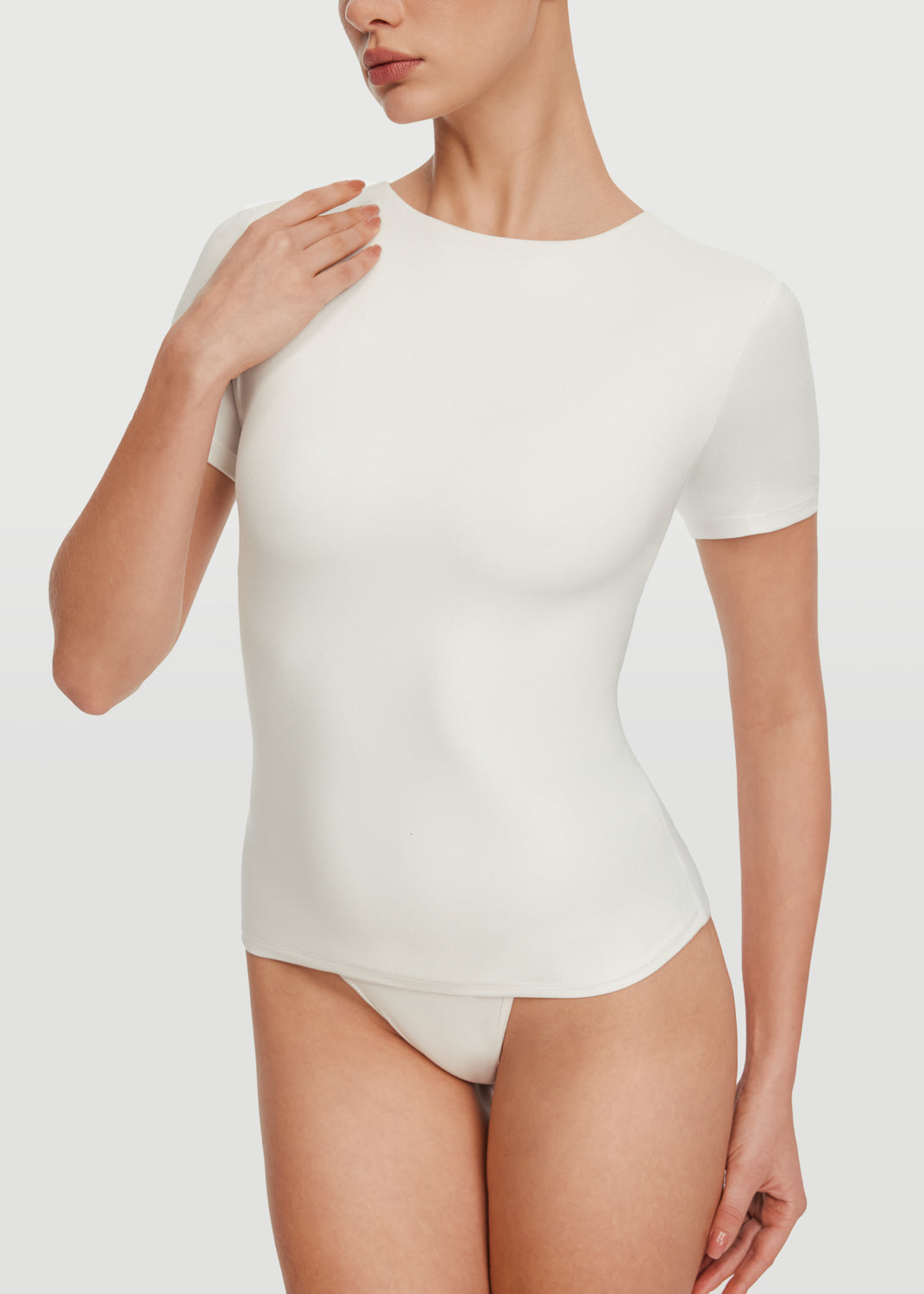Short Sleeve Crew Neck Top | White