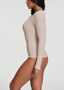 Scoop Neck Long Sleeve Top | Oat Milk