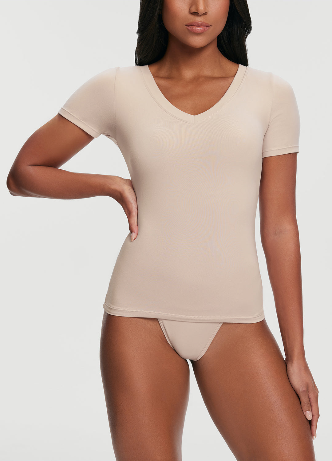 V-Neck T-shirt | Oat Milk